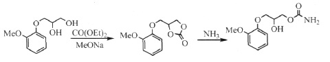 与碳酸二乙酯反应合成美索巴莫的合成路线